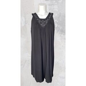 ALYX Black Casual Dress Halter‎ Top Sleeveless Ruched Hem Rhinestones Sz M